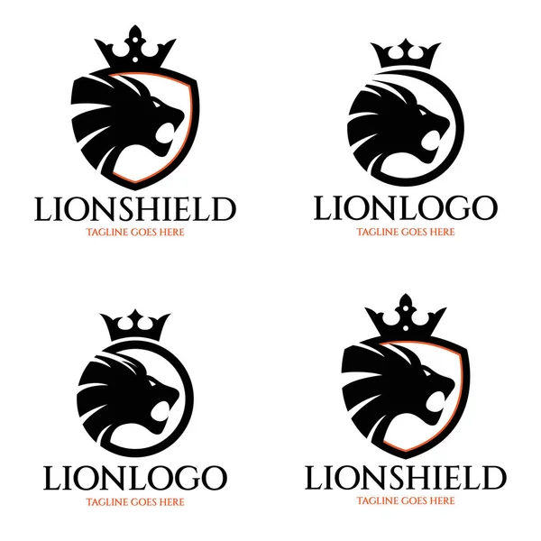 Lion Shield logo tasarım şablonu. Vektör illüstrasyonu