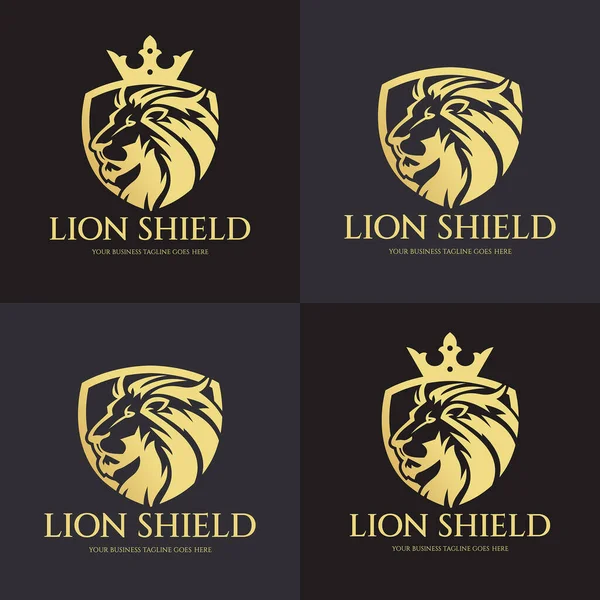 Plantilla Diseño Logotipo Lion Shield Ilustración Vectorial Ilustraciones de stock libres de derechos