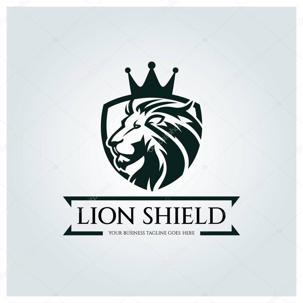 Lion Shield logo design template. Vector illustration