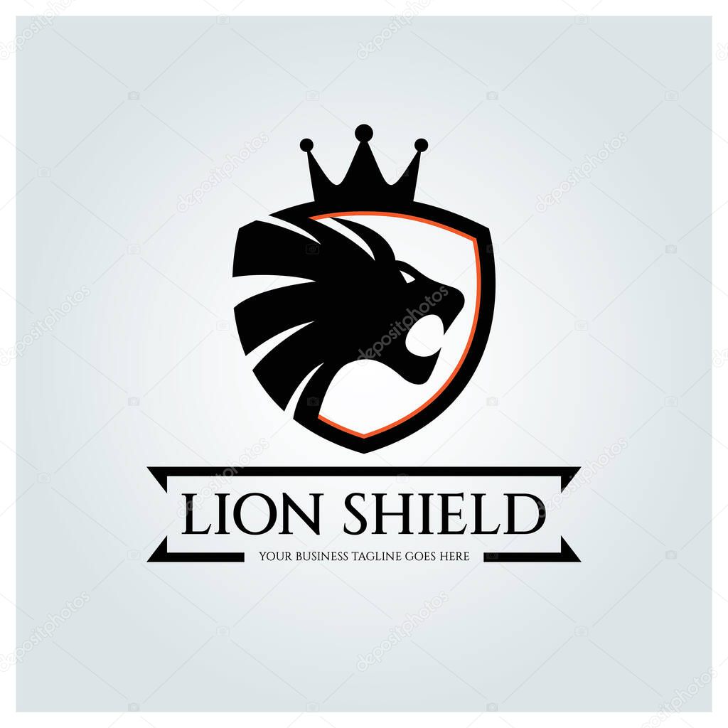 Lion Shield logo design template. Vector illustration