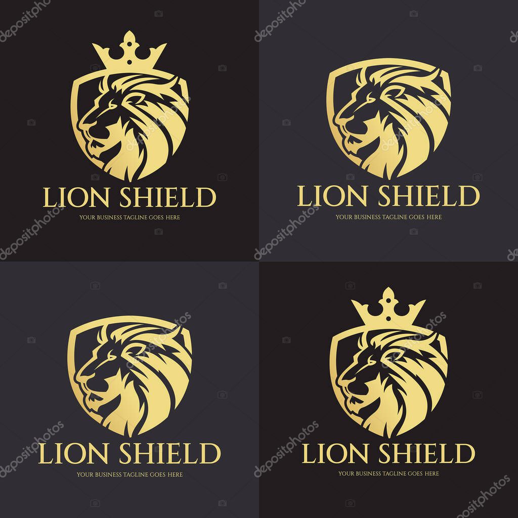 Lion Shield logo design template. Vector illustration