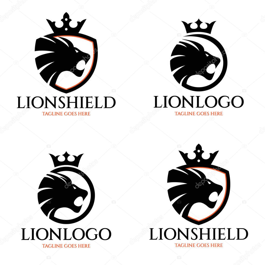 Lion Shield logo design template. Vector illustration