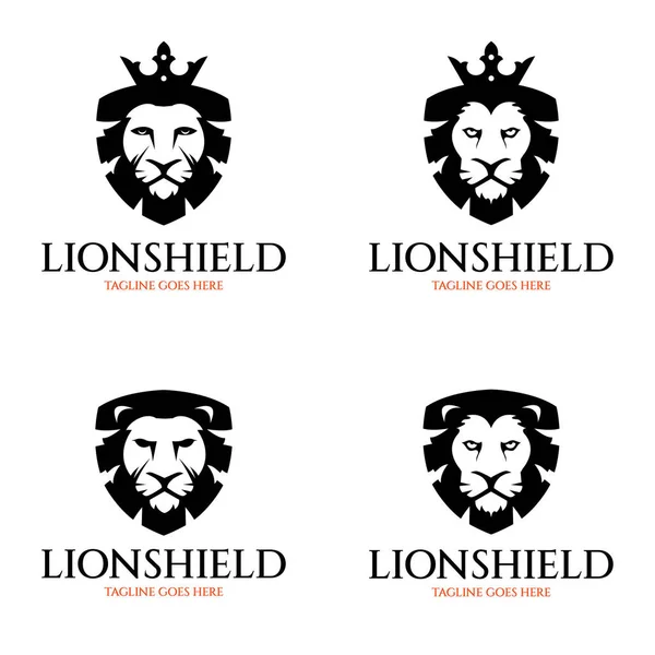 Lion Shield Logo Design Vorlage Vektorillustration — Stockvektor