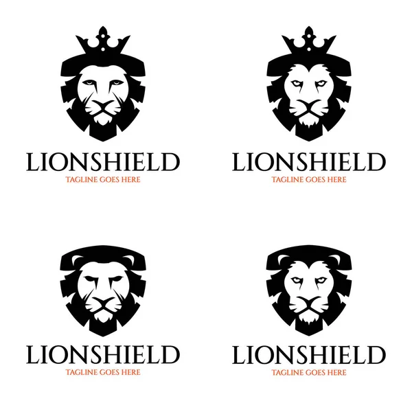 Leeuw Shield Logo Ontwerp Template Vectorillustratie — Stockvector