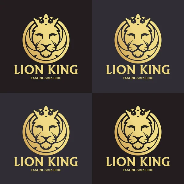 Leeuw Koning Logo Ontwerp Template Vectorillustratie — Stockvector