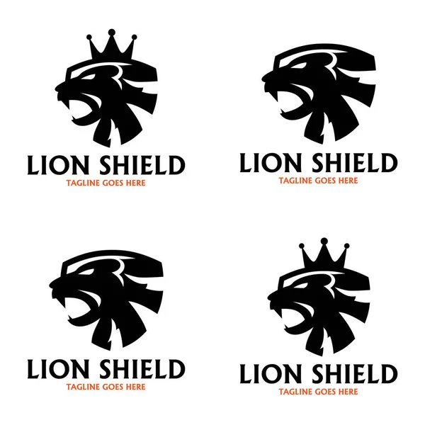 Lion Shield logo tasarım şablonu. Vektör illüstrasyonu