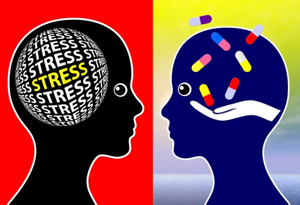 Gestione dello stress e compresse — Foto Stock