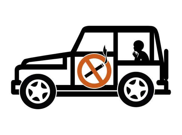 Запрет курения в автомобилях с несовершеннолетними — стоковое фото