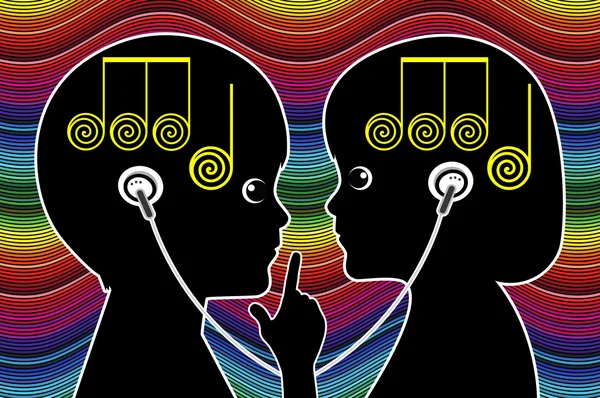 Kids sharing Music — Stock Image Kids sharing Music Royalty Free Stock Photos