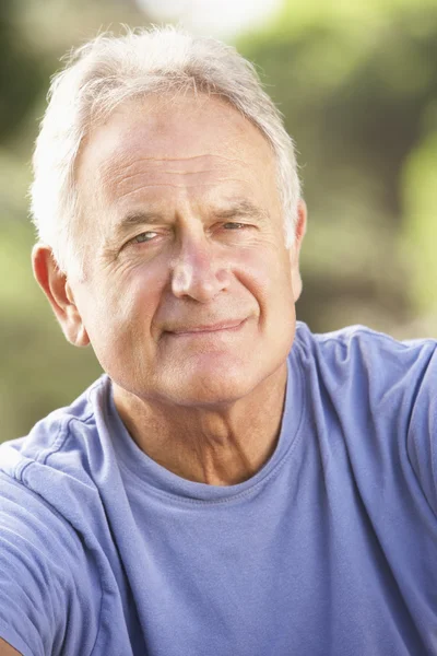 Senior homem relaxante no campo — Fotografia de Stock