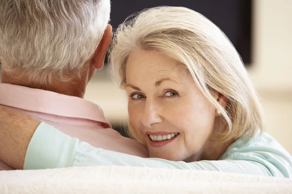 Senior Couple Watching TV At Home — Stock Photo, Image