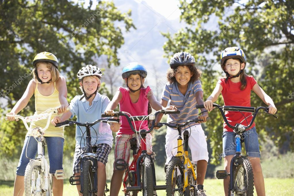 children riding bikes