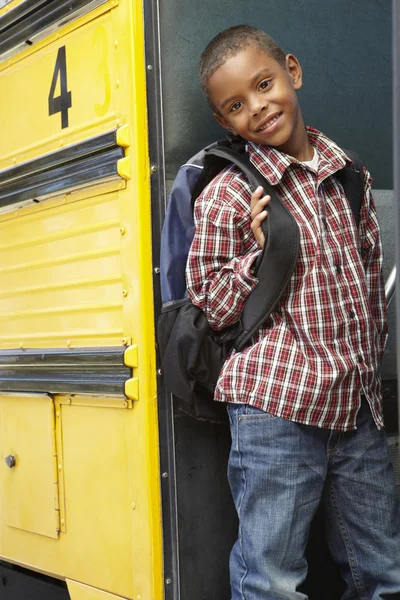 Elementary School Pupil near the Bus — Stock Photo, Image