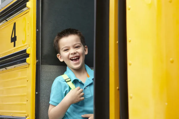 Elementary School Pupil Boarding Bus — Stock Photo, Image