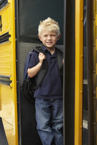 Elementary School Pupil Boarding Bus — Stock Photo, Image