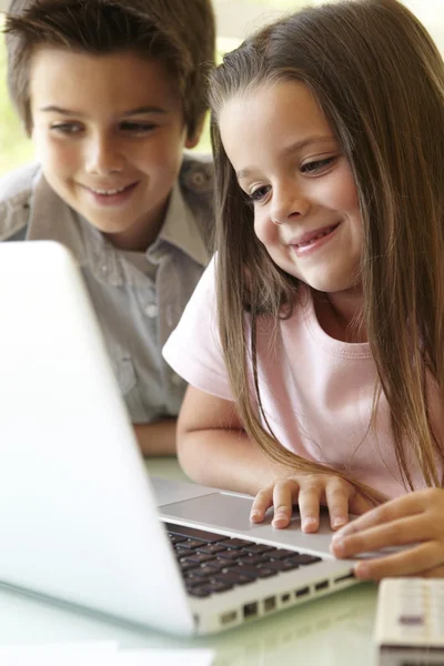 Boy And Girl Using Laptop Stock Picture