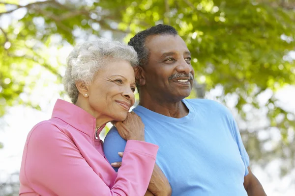 Senior pareja afroamericana en parque — Foto de Stock