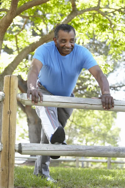 Hombre mayor haciendo ejercicio en el parque —  Fotos de Stock