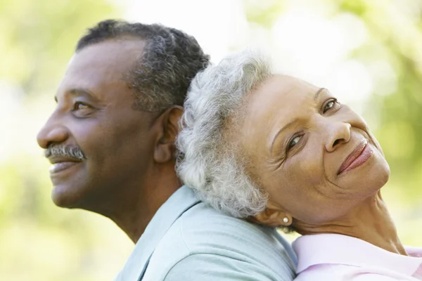 Casal Senior romântico no parque — Fotografia de Stock