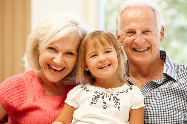 Abuelos y nietos felices sonriendo — Foto de Stock