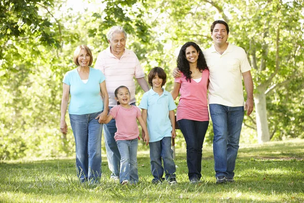 Multi Generation Family Walking In Park — Stock Photo, Image