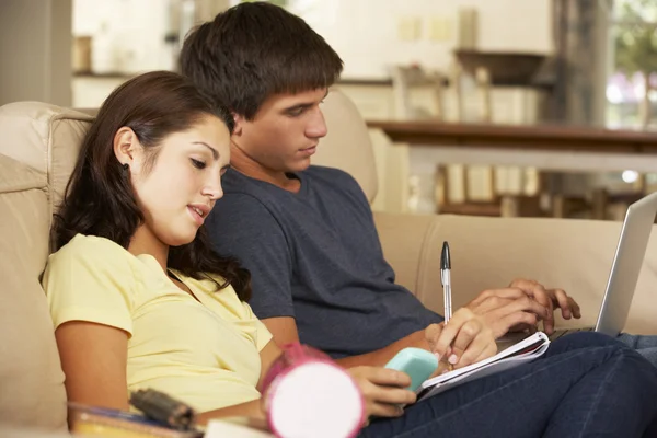 Teenage Boy and Girl Doing Homework — стоковое фото
