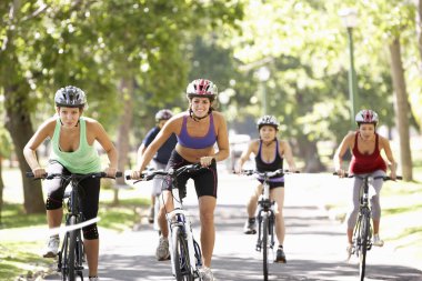 Group Of Women On Cycle Ride clipart