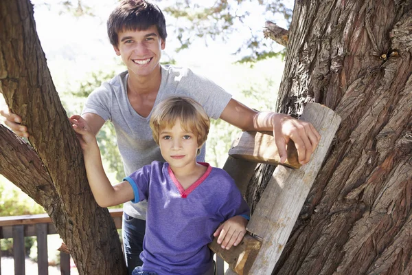 Brothers Playing In Tree House Together — Stock fotografie