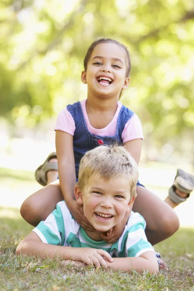 Kinder spielen gemeinsam im Park — Stockfoto