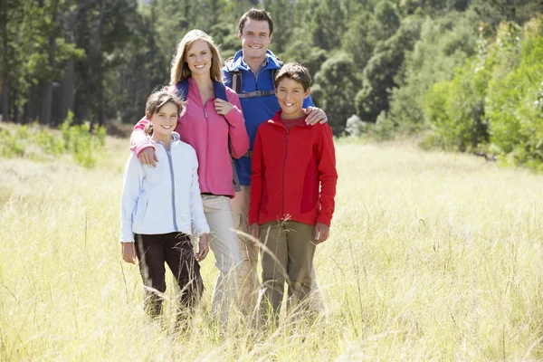 Lycklig familj på den vackra landsbygden — Stockfoto