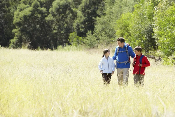 Vader met kinderen tijdens de wandeling — Stockfoto