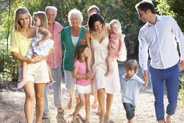 Três Geração Caminhada Familiar Juntos — Fotografia de Stock