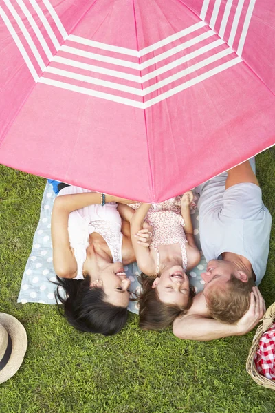 Família desfrutando de piquenique juntos — Fotografia de Stock