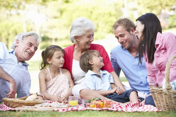 Família desfrutando de piquenique — Fotografia de Stock