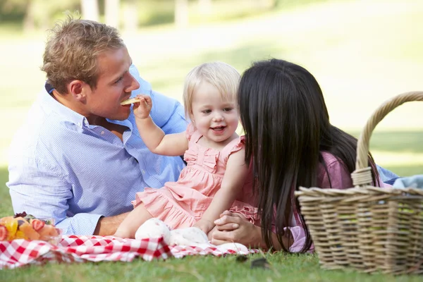 Familie genieten van picknick — Stockfoto