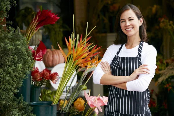 Female Florist Outside Shop Stock Picture