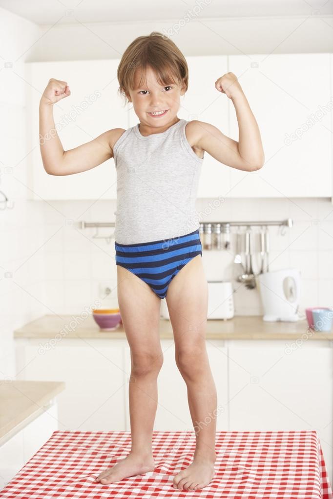 Asian boy in undies