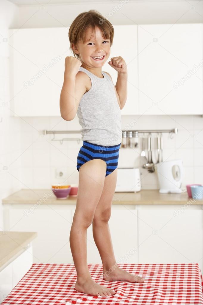 Boy Standing In Underwear Stock Photo by ©monkeybusiness 102776028