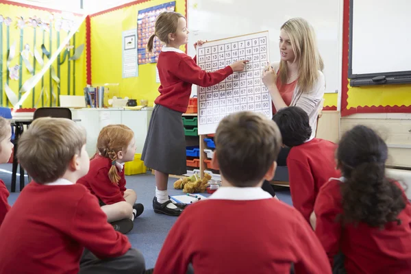 Leraar onderwijs wiskunde voor leerlingen — Stockfoto