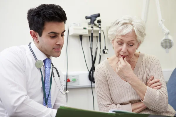 Berater diskutiert Testergebnisse mit Patient — Stockfoto