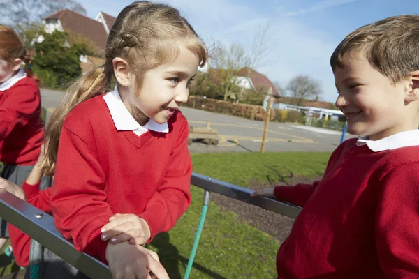 Pupils On Climbing Equipment Stock Photo