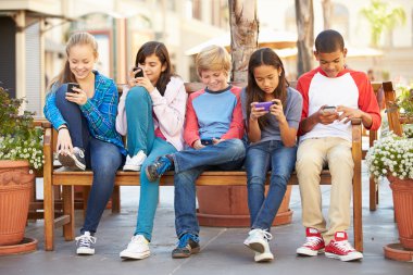 Children Using Mobile Phones clipart