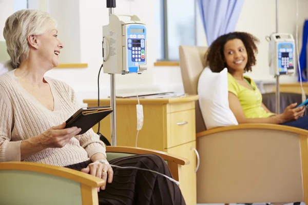 Vrouwelijke patiënten die chemotherapie behandeling ondergaat — Stockfoto