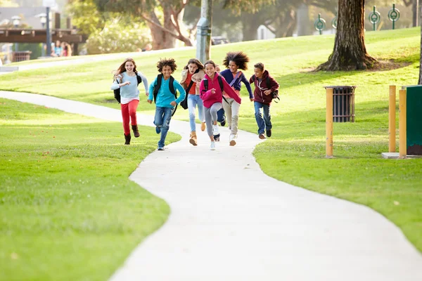 Grupa dzieci biegających w parku — Zdjęcie stockowe