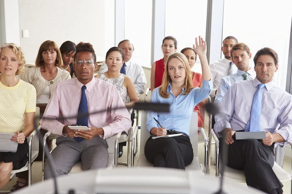 Delegate Asking Question At Business Conference — Stock Photo, Image