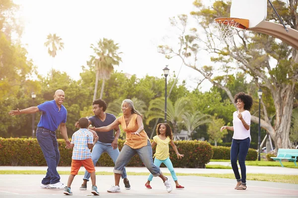 Multi geração família jogar basquete — Fotografia de Stock