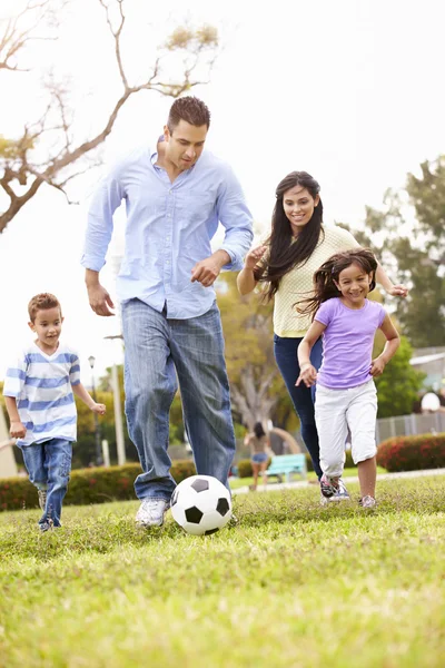 Hispanic Family Playing Soccer Together — Stock Photo, Image