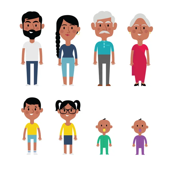 Miembros de la familia india . — Vector de stock