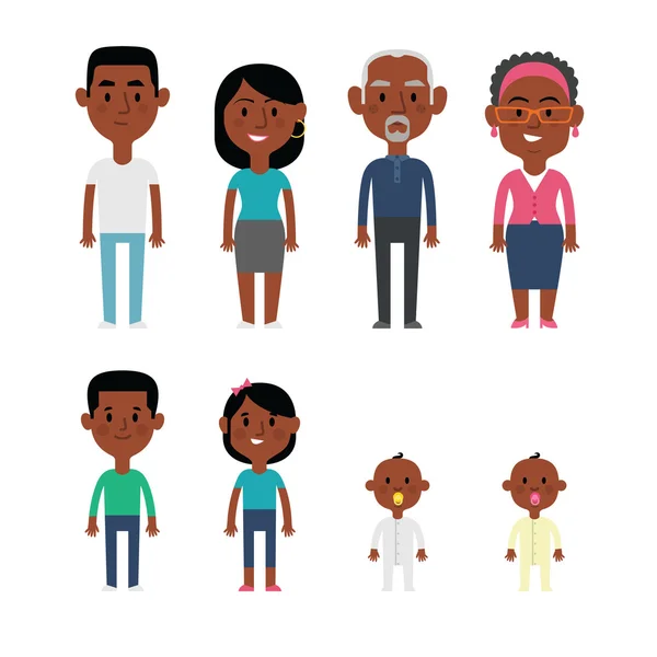 Miembros de la familia afroamericana . — Vector de stock