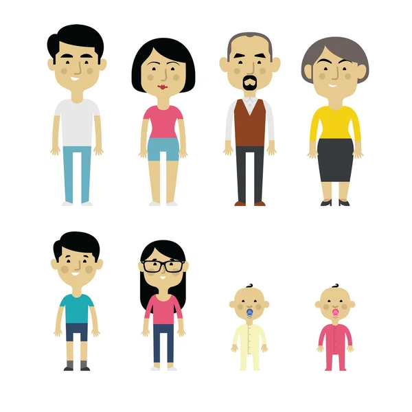 Membres de la famille asiatique — Image vectorielle
